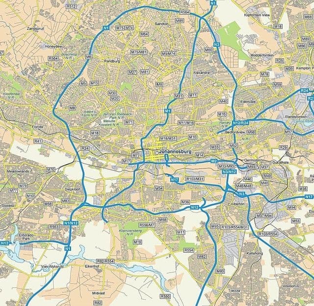 约翰内斯堡（Joburg Jozi）道路地图