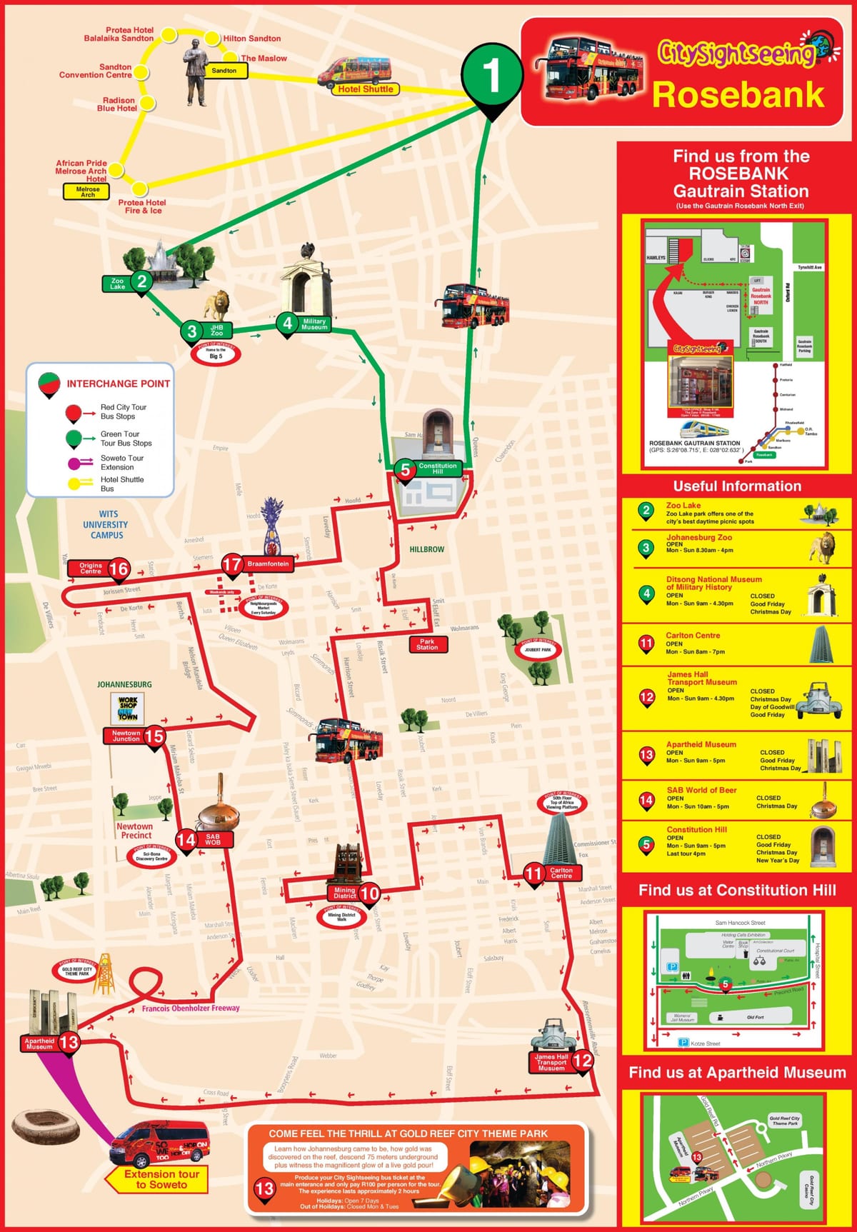 约翰内斯堡(Joburg Jozi)Hop On Hop Off巴士旅游地图