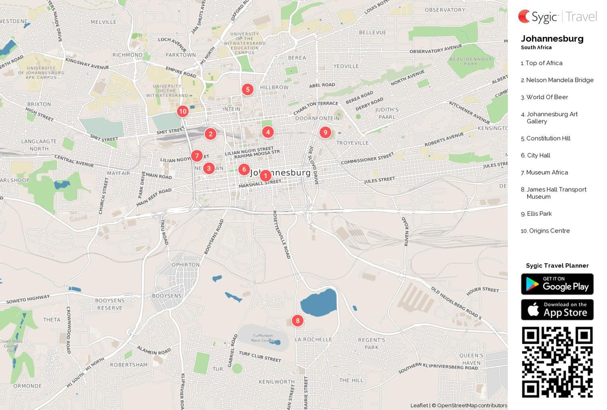 约翰内斯堡(Joburg Jozi)景点地图