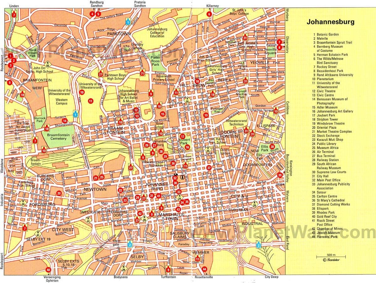 约翰内斯堡(Joburg Jozi)步行游览地图