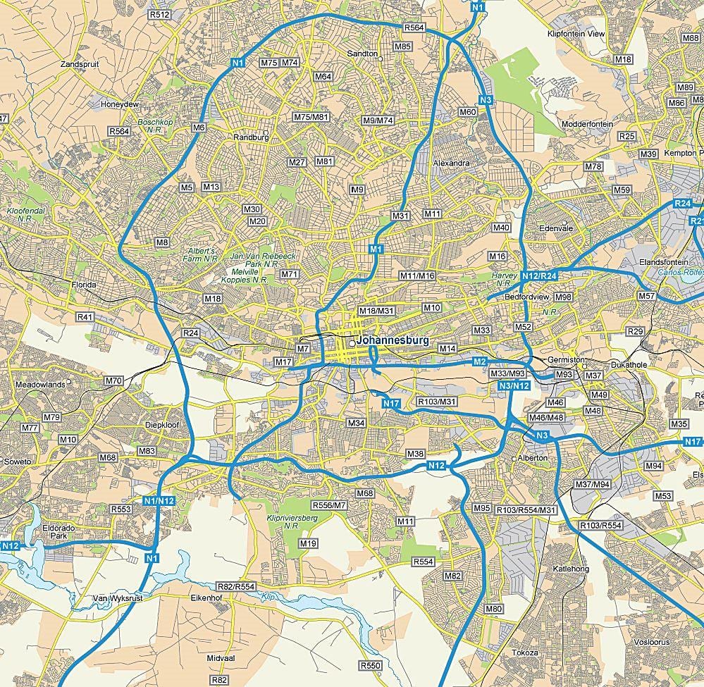 约翰内斯堡(Joburg Jozi)道路地图